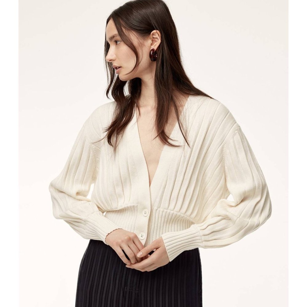 Aritzia Wilfred Plunge Front Cardigan